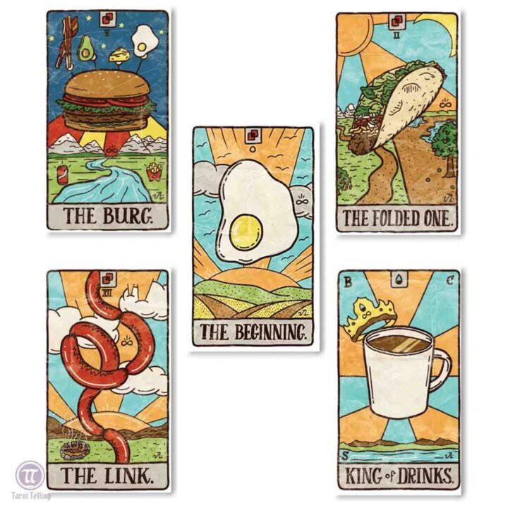 Bài Tarot Food Fortunes Tarot A Deck of Dinner Divination Tặng Đá Thanh Tẩy E32
