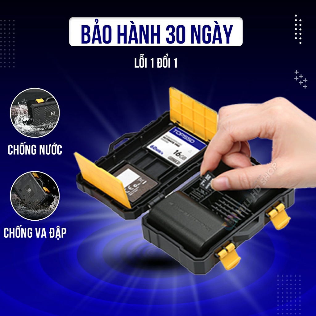 Hộp Đựng Thẻ Nhớ Chống Nước, Chống Va Đập - Bảo vệ thẻ nhớ và pin máy ảnh tuyệt đối - Full HD Shop Mã HD06