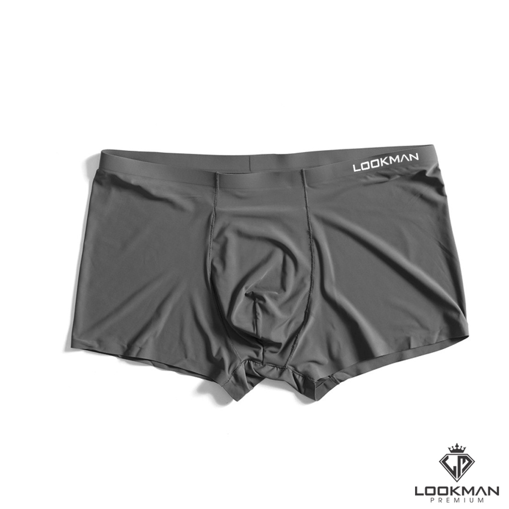 Quần lót BOXER nam vải lụa băng thoáng khí tự nhiên 100% thoải mái, chất co giãn cực cao cấp - LOOKMAN