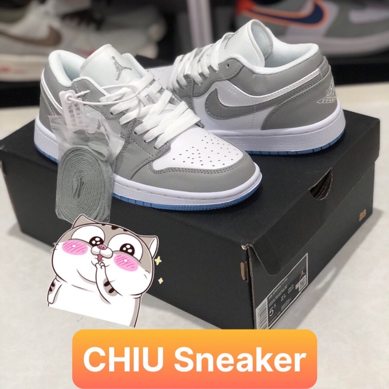 Giày thể thao jd1 cổ thấp white grey phiên bản cao cấp giày Sneaker Jordan cổ thấp xám đế xanh