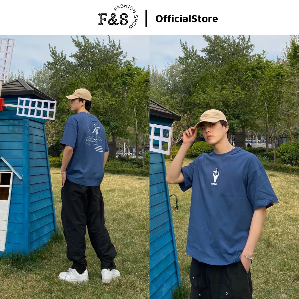 Áo thun tay lỡ unisex phi hành gia FERINE - Áo phông F&S nam nữ form rộng cho cặp đôi phong cách hàn quốc