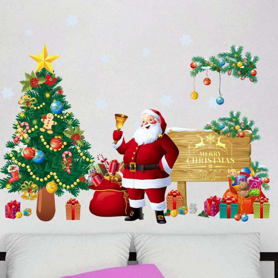 🎍🎍Tranh decal dán tường GIÁNG SINH, NOEL trang trí phòng khách, cửa hàng - Decal dán tường noel