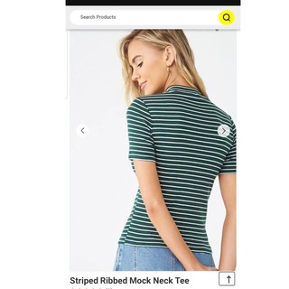 Áo thun nữ cổ tròn tay ngắn phối sọc F21 vnxk
