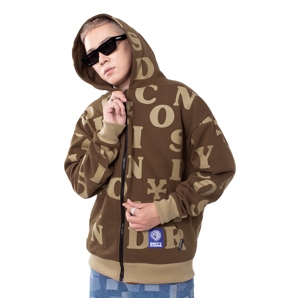 DirtyCoins Áo khoác Letters Monogram Hoodie - Brown / Light Brown