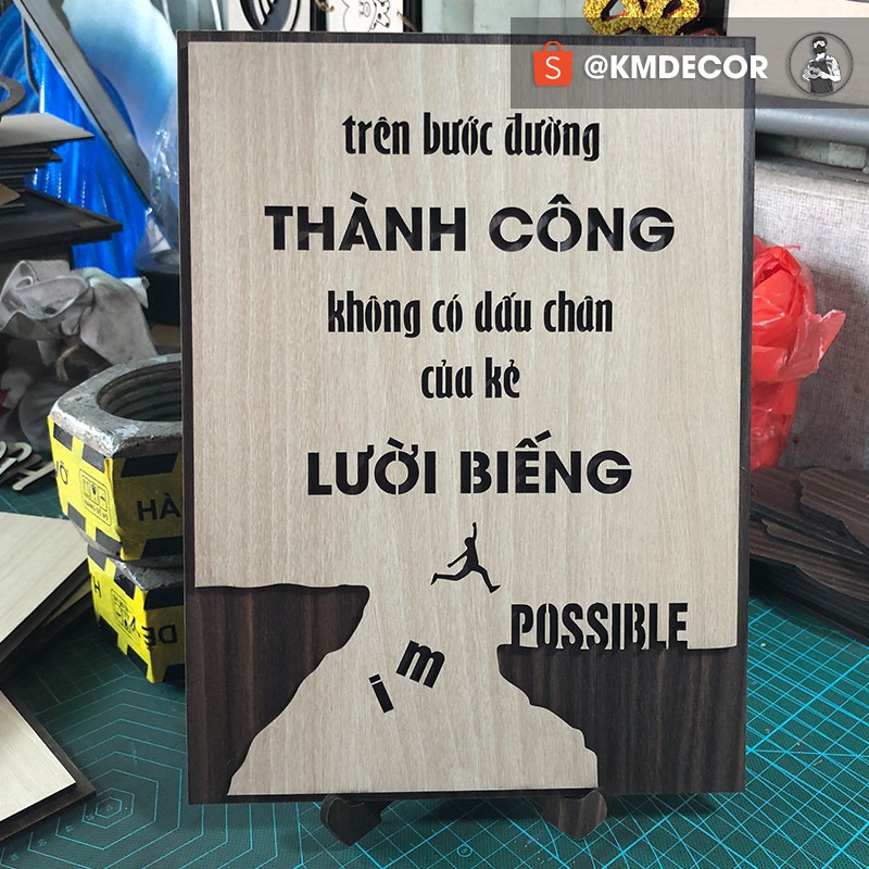 [ Bảng trang trí Handmade ] Tranh treo tường gỗ tạo động lực trang trí phòng làm việc [trên bước đường thành cô