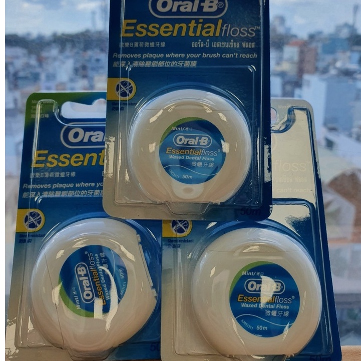 Chỉ nha khoa oral b Esential Floss Waxed Dental Floss - tăm chỉ nha khoa oralb