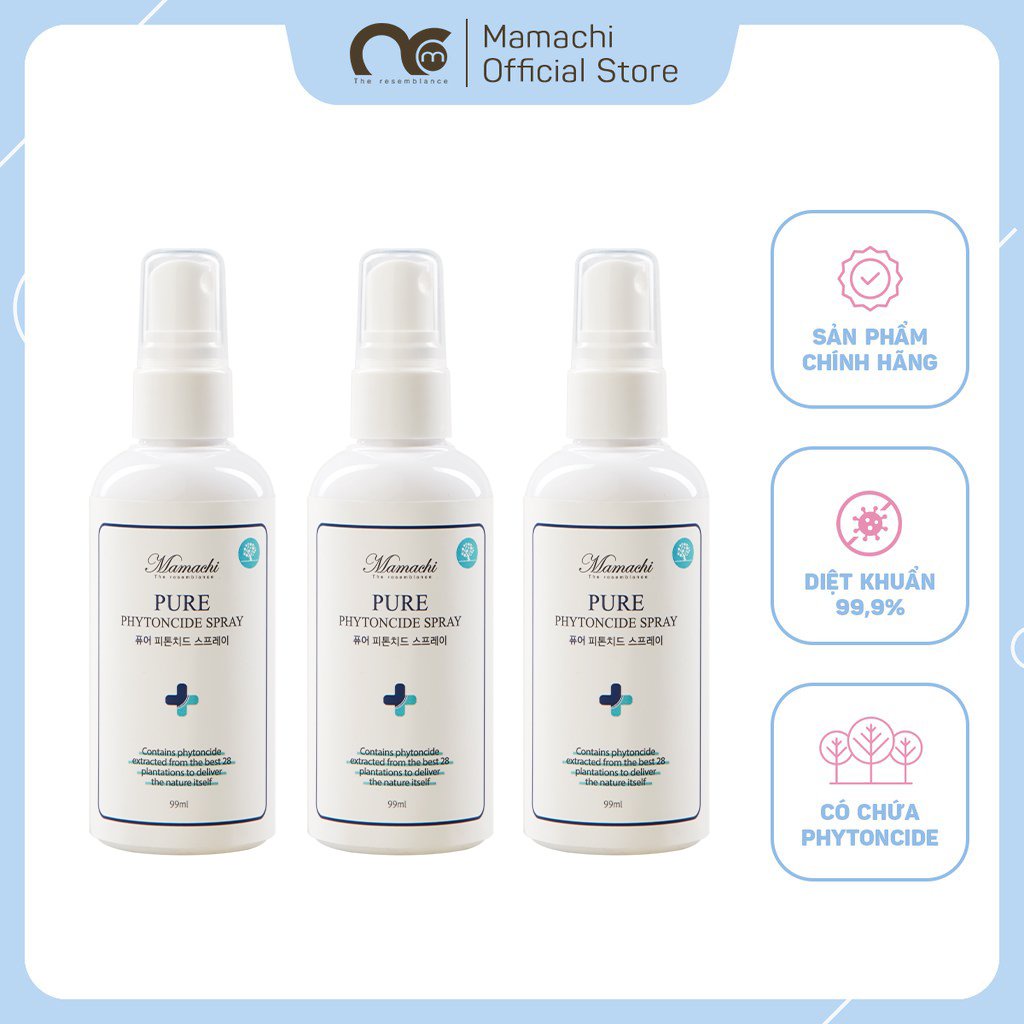 Combo 3 chai xịt khuẩn Phytoncide nguyên chất Mamachi thanh lọc & làm sạch không khí, đồ dùng  99ml