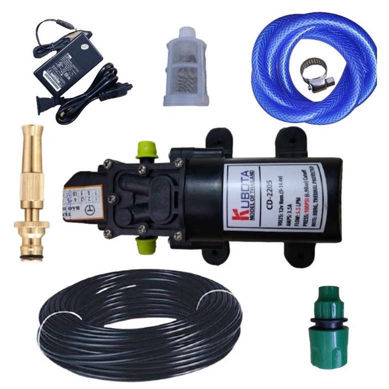 Bộ máy bơm tăng áp mini Kubota 12v  rửa xe, tưới cây, làm sạch nhà cửa, sân vườn