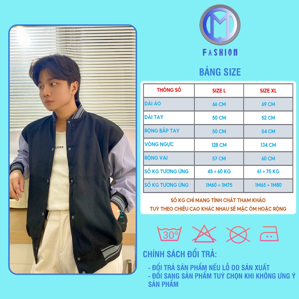 Áo khoác bomber nam chống nắng chính hảng đẹp cao cấp 2 lớp M Fashion BB03