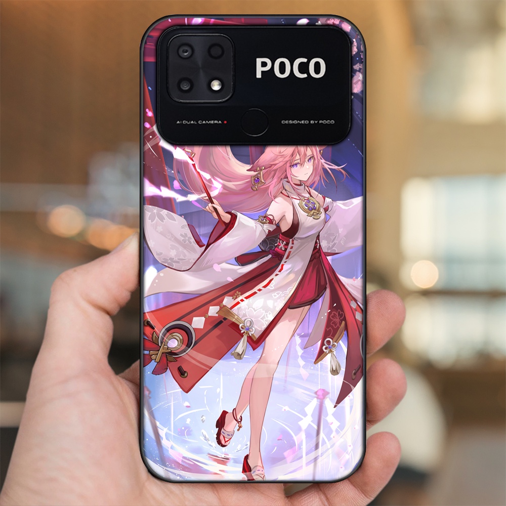 Ốp lưng Xiaomi Poco C40 viền đen in hình Yae Miko Genshin Impact