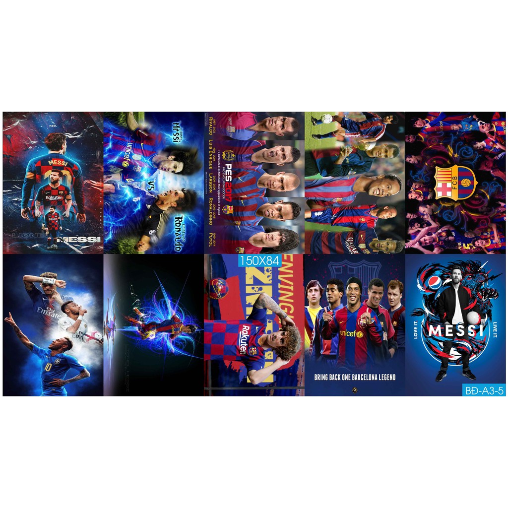 Combo Set 10 tờ Decal dán tường Messi Barcelona phiên bản mới