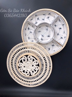 Khay đựng đồ ăn ( tặng kèm khay mây)