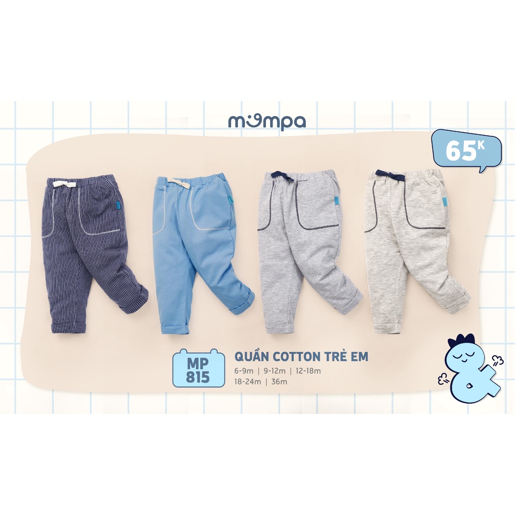 Quần dài Mompa cho trẻ em từ 6-36M - Chất liệu Cotton thoáng mát 4 màu MP815