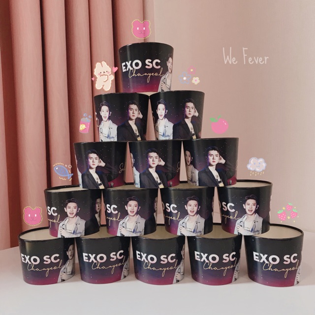 Lót cốc bọc cốc kiểu Hàn nhóm nhạc EXO Chanyeol Sehun| Cup Hàn EXO-SC lẻ