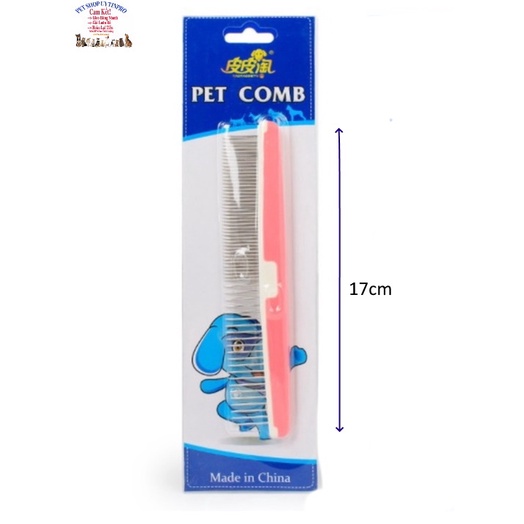 Lược chải lông cho Chó Mèo PET COMB 1 Mặt inox Tay cầm bằng nhựa Chắc chắn Dài 17cm Giúp thú cưng mượt lông Taotaopets
