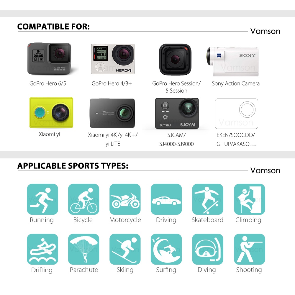SJCAM Phụ Kiện Dây Đeo Đầu Xoay 360 Độ Cho Máy Ảnh Gopro Hero 5 4 3+ Xiaomi Yi 4K VS42