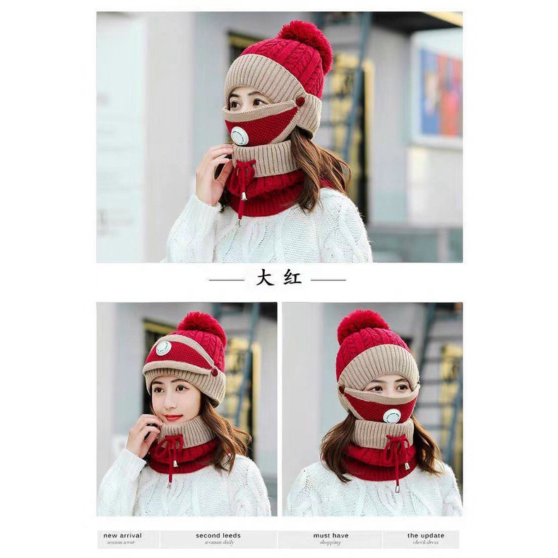 SET 3 MŨ , KHĂN ,KHẨU TRANG CHO NỮ GIỮ ẤM CỰC ĐỈNH CHỐNG LẠNH, CHỐNG BỤI HIỆU QUẢ