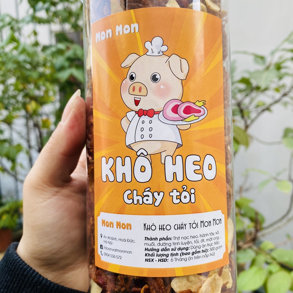 KHÔ HEO CHÁY TỎI - 300gr - MonMon Food - đồ ăn vặt Hà Nội