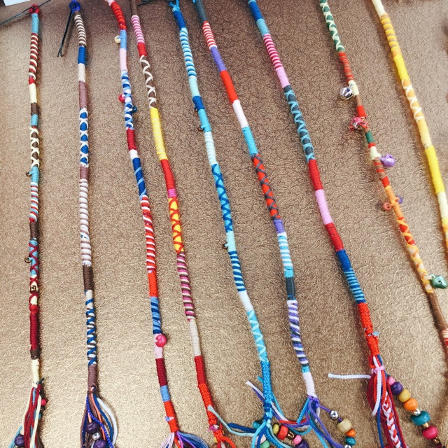 Hairwrap đeo tóc sắc màu bohemian vintage đính kèm lông vũ hạt gỗ
