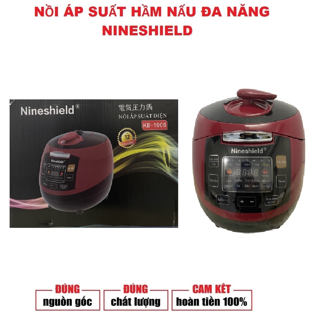 [Mã ELHADEV giảm 4% đơn 300K] NỒI ÁP SUẤT ĐIỆN TỬ NINESHIELD KB-1006 DUNG TÍCH 4 LÍT 10 CHẾ ĐỘ NẤU