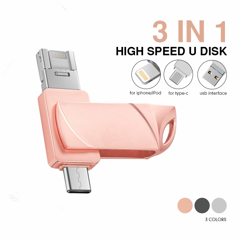 USB 3 trong 1 dung lượng 16gb 32gb 64gb 128gb 256gb 512gb Otg/Ipad/Type-C/Máy Tính