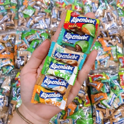 Kẹo Alpenliebe 2Chew Hồng Trà, Xoài Muối Ớt, Caramen, Cà Phê Dừa, Táo, Dâu, Cam, Socola - Sẵn Đủ Vị