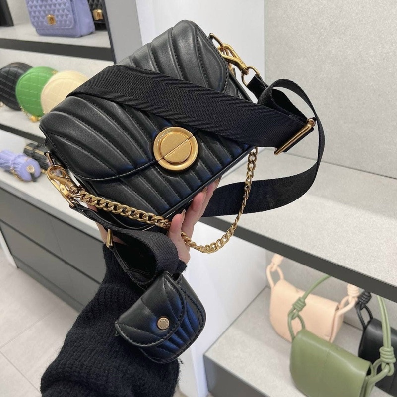 Sét đôi túi 2 màu đen và nâu ko box- HANA BAG