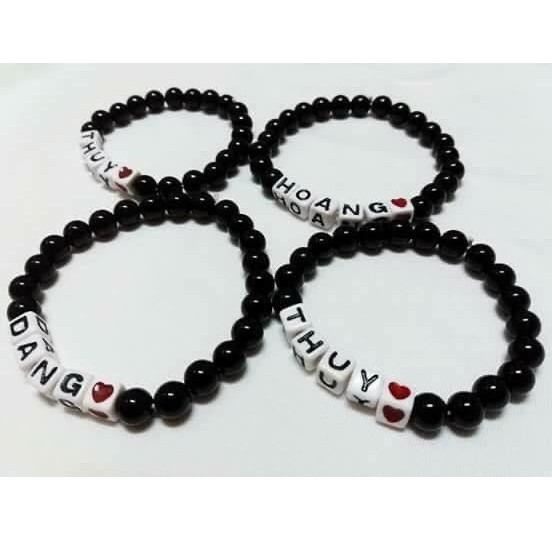 Vòng tay hạt ngọc đen mix chữ theo yêu cầu, vòng tay handmade xinh xắn- Sweet Dream Handmade