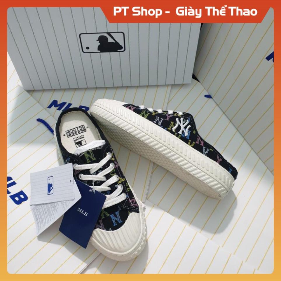 [FreeShip-Hàng Loại A] Giầy MLB NY đen đạp gót hót trend , Giày MLB sục đen cao cấp full box phụ kiện bill tag Sneaker