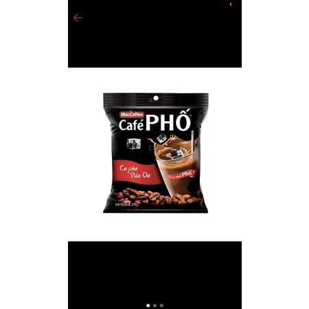 Bịch 30 gói Cà phê đen/ sữa đá Maccoffee Cafe Phố (túi 35 gói x 16g)