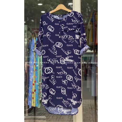 [SIZE 40-78KG] Đầm bầu công sở dáng suông fom A vải lụa mát không nhăn dễ thương mặc bầu và sau sinh cởi nút cho bé ty d