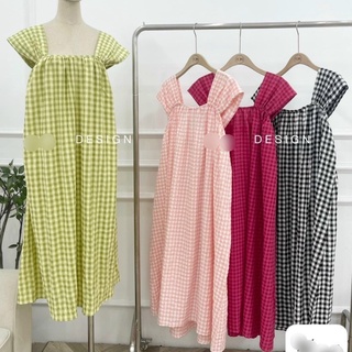 Váy Suông Nữ Tay Cánh Tiên Chất Đũi Cotton Dáng Dài Freesize Từ 40 - 60 Kg ( Bầu Mặc Được)