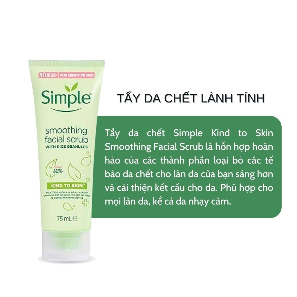 Tẩy Da Chết Simple Kind To Skin Smoothing Facial Scrub 75ml