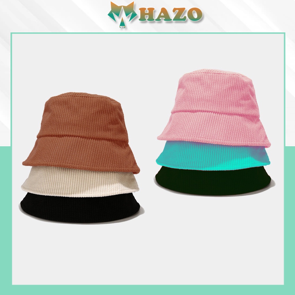 Mũ Bucket Trơn Nón Tai Bèo Vành Cụp Nhung Tăm Nhiều Màu Sắc Ulzzang Form Unisex Nam Nữ - Hazo