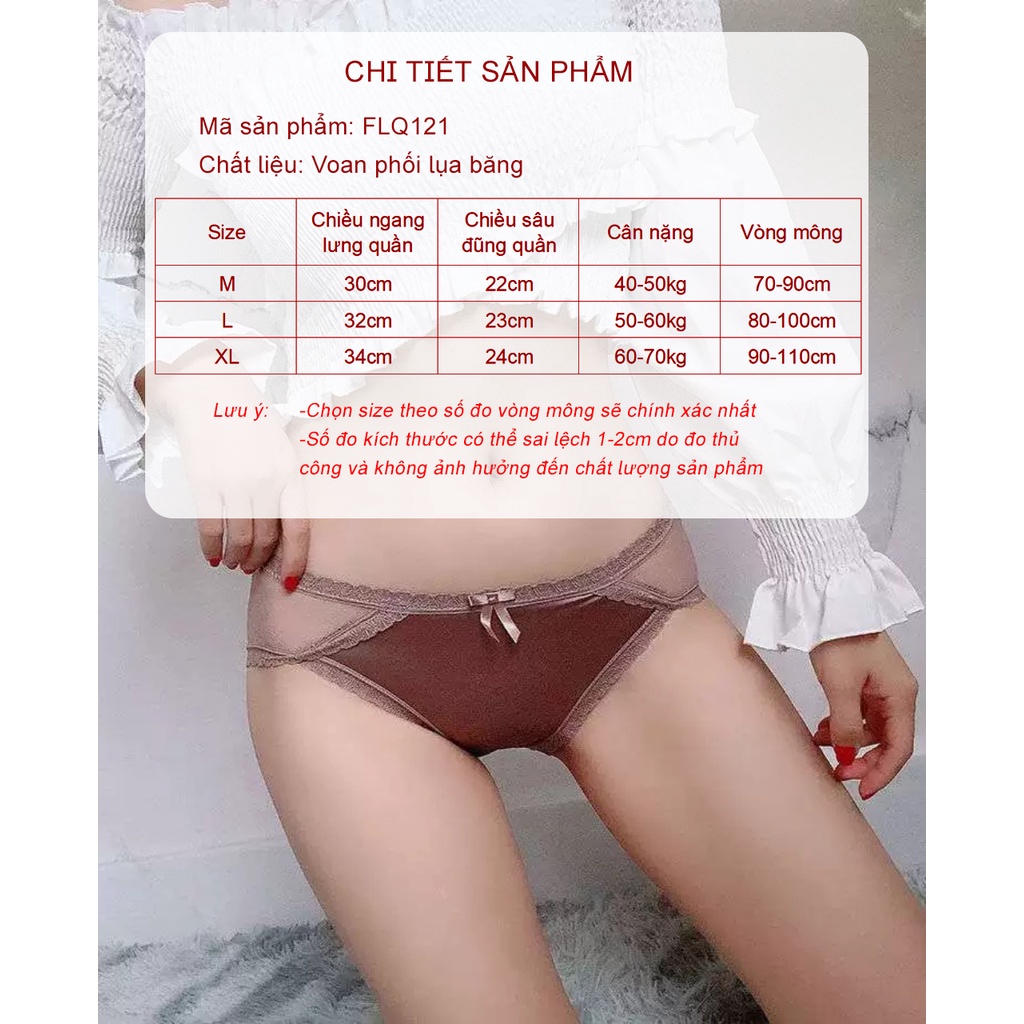 Quần lót nữ ren voan phối lụa băng sang chảnh - Quần chip nữ đẹp HAVANA FLQ121