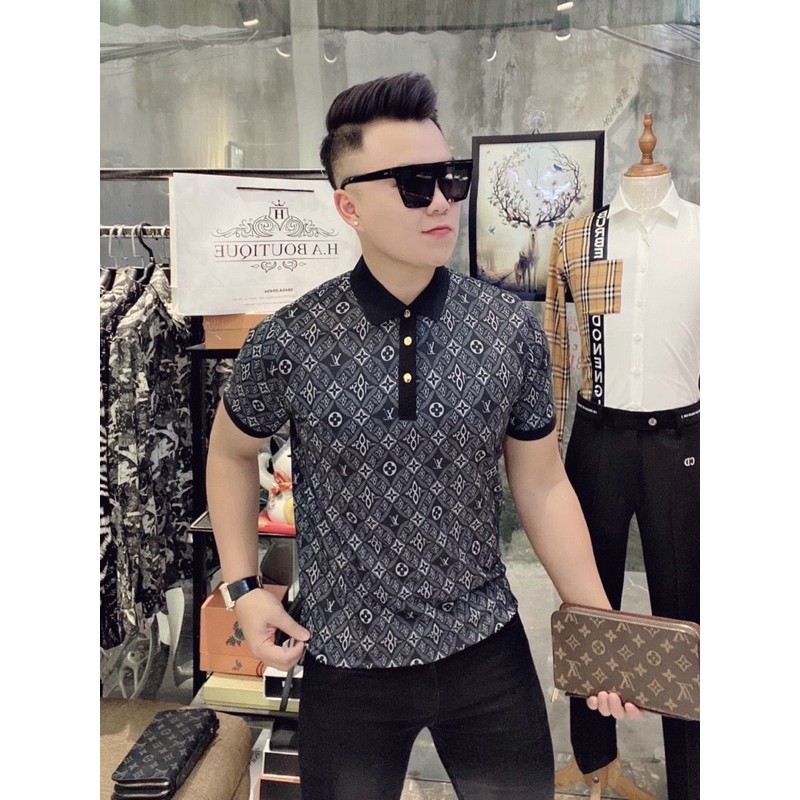 ⚡️𝐅𝐑𝐄𝐄 𝐒𝐇𝐈𝐏⚡️Áo phông Polo LV - Áo polo hoa tiết LV nam hàng cao cấp có sẵn