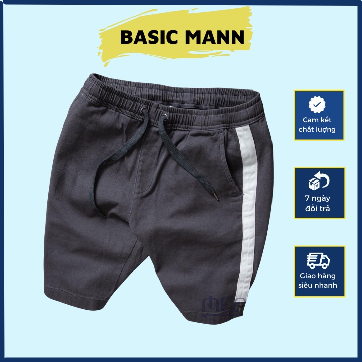 Quần Short Kaki Nam Kẻ Sọc Hai Bên, Dây Rút Cao Cấp