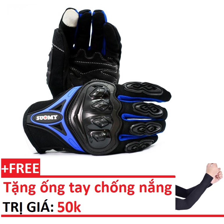 Găng tay dài ngón đi phượt cảm ứng điện thoại S, găng tay nam đi xe máy, găng tay Motor giá rẻ + tặng kèm ống chống nắng