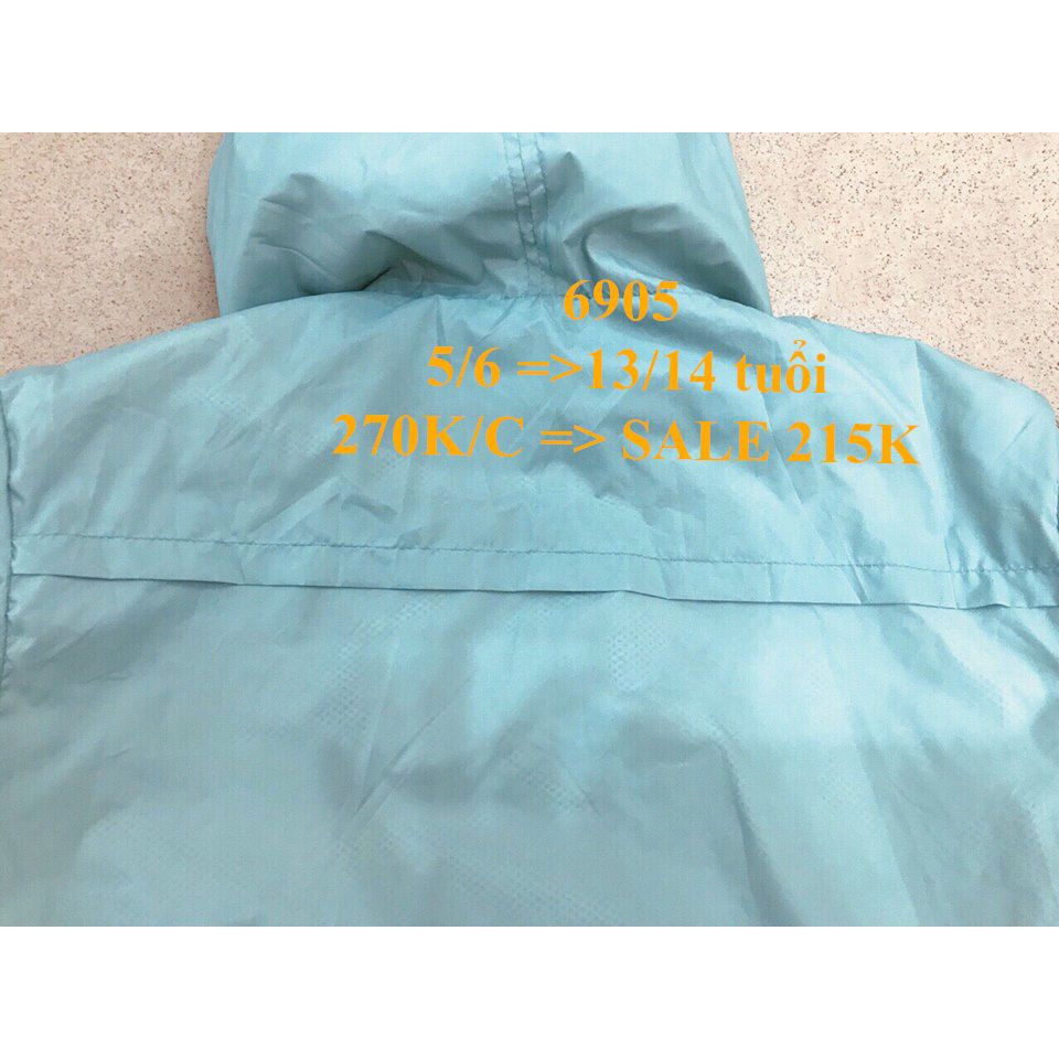 SALE OFF: 215K * Mã 6905: Áo gió 2 lớp bé gái, bé trai size đại