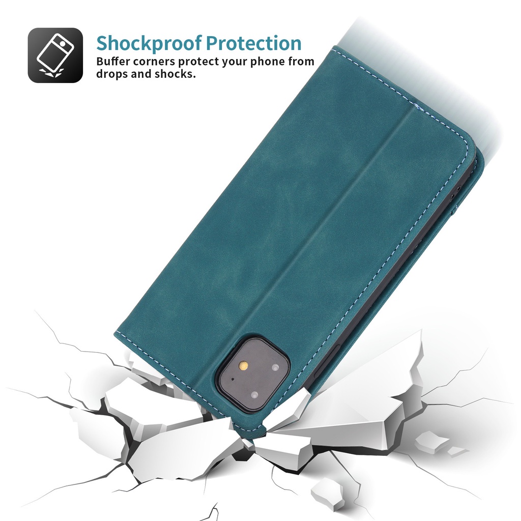 Bao da điện thoại nắp gập phong cách retro có ngăn đựng thẻ thích hợp cho Iphone 6 6s 7 8 Plus