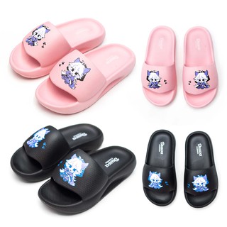 Dép bánh mì đúc nguyên khối bé gái quai ngang hoạt hình dễ thương SIÊU NHẸ ÊM & BỀN (ĐEN + HỒNG)