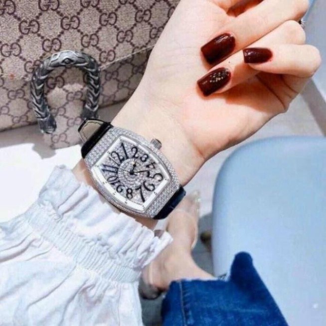 Đồng hồ nữ Franck muller máy pin dây cao su mặt full đá cao cấp bảo hành 12 tháng