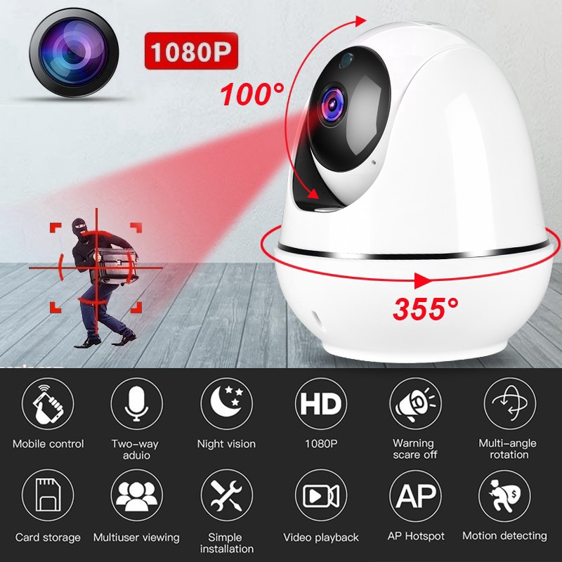 [GB.TECH] Camera IP Full HD 1080P Wireless Camera CCTV WiFi Infrared Night Vision Home Security Cam