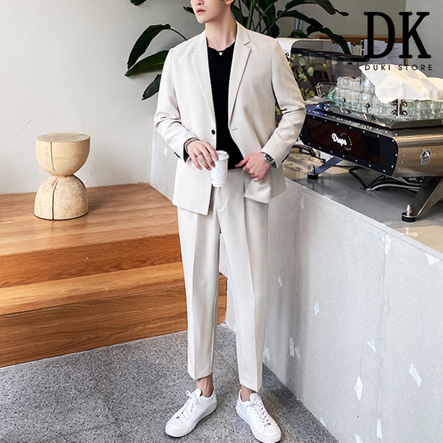 Áo khoác blazer nam ,áo vest nam balzer nam màu trắng phong cách Hàn Quốc LZB0022 - DUKI STORE