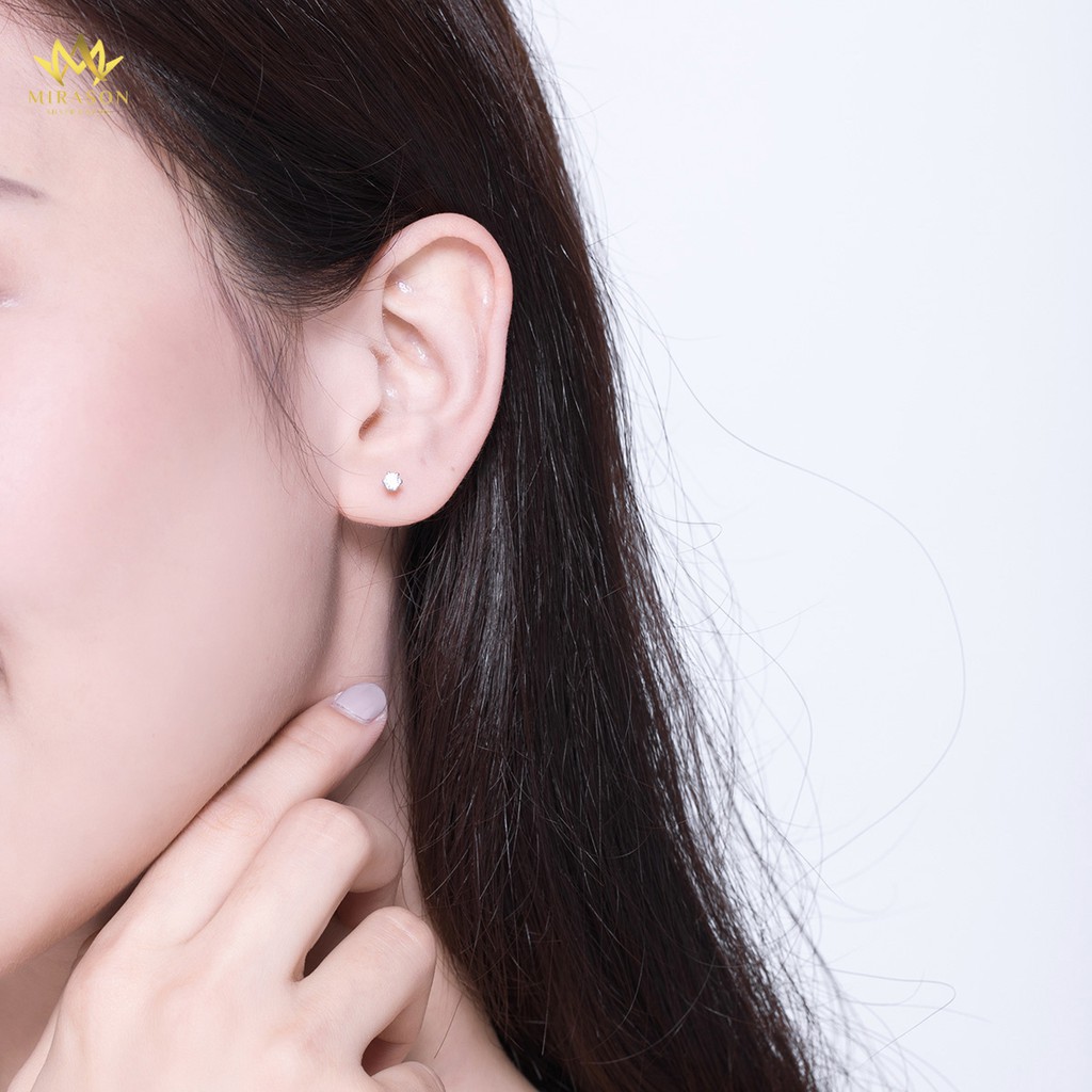 Khuyên Tai Bạc Nữ MIRASON Nụ Nạm Kim Cương Nhân Tạo Sang Trọng MBT047 - Hoa Tai Nữ Bạc 925 Cao Cấp