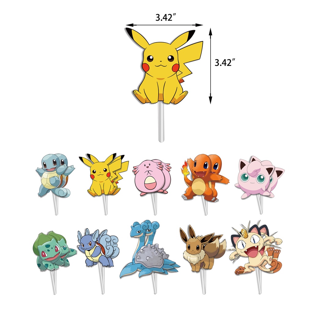 Set 77 Bong Bóng Trang Trí Tiệc Sinh Nhật Hình Pokemon