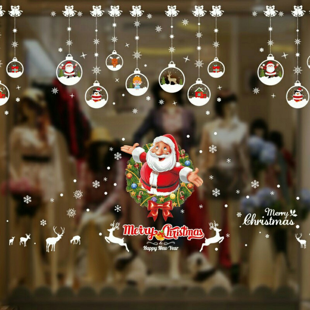 Decal trang trí giáng sinh dán cửa kính hình cây thông ông già noel TUNG HOME DECOR GS2022 | BigBuy360 - bigbuy360.vn