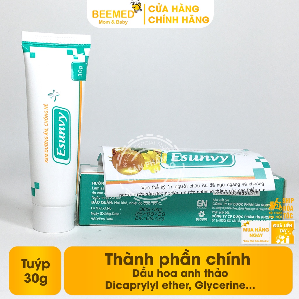 Kem dưỡng ẩm chống nẻ Esunvy - từ dầu hoa anh thảo - dưỡng da, ngăn ngừa khô da, làm đẹp da