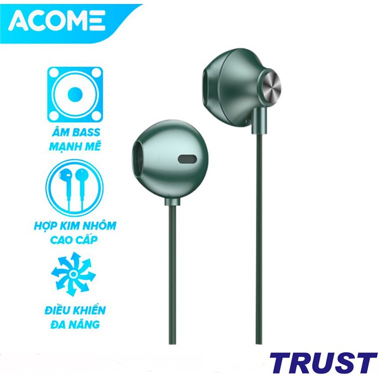 ACOME AW05 Tai nghe nhét tai có dây âm thanh HD trong rõ nghe nhạc chơi game có micro đàm thoại cổng 3.5mm