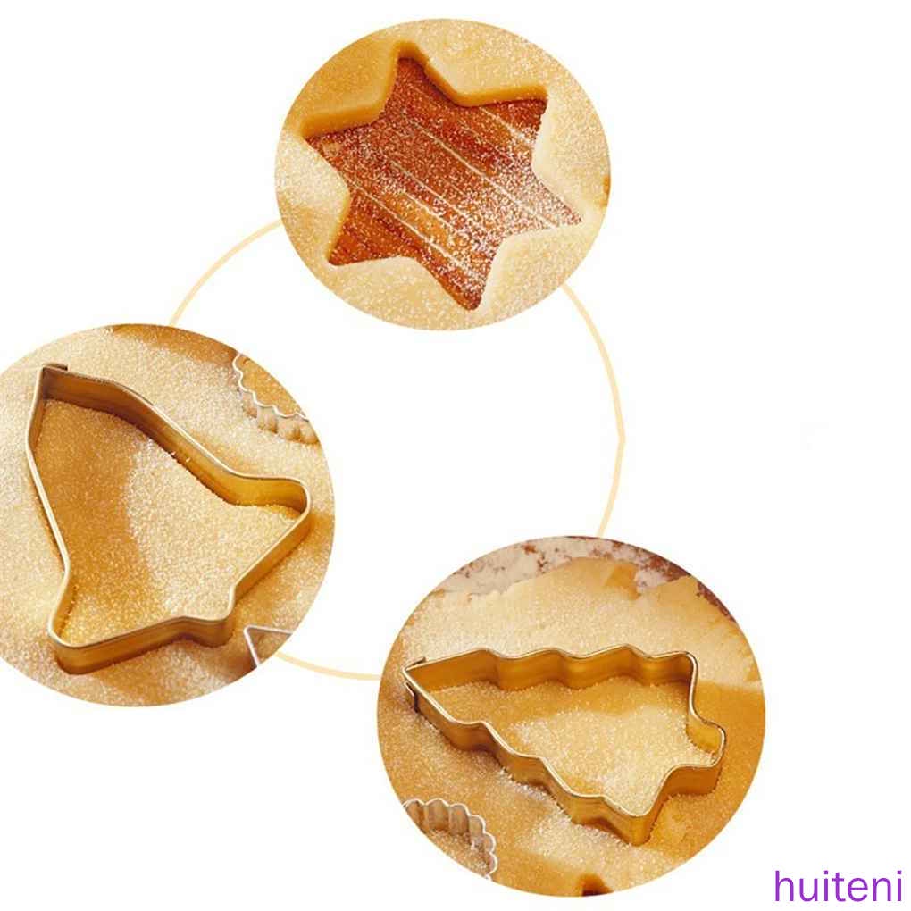 Set 10 khuôn làm bánh quy bằng thép không gỉ hình ngôi sao/cây thông/ngôi sao/cây thông/ngôi sao/cây thông giáng sinh